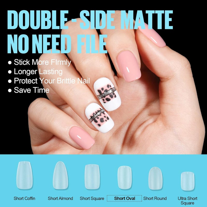 TOMICCA Oval Nail Tips - 15 Size Full Matte Gel Tips, 360PCS Pre-shaped No Need Nail Files and Base Coat Full Cover Nail Tips for Nail Extensions - Image 2